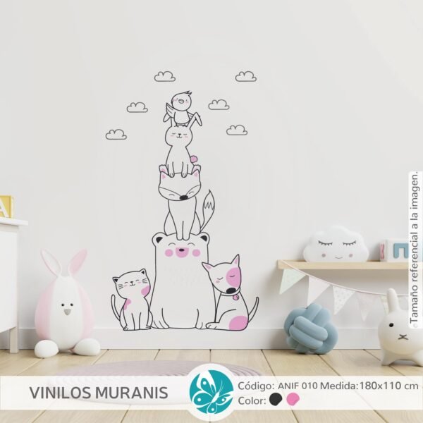 Vinilo Decorativo Torre de animalitos Amigos Vinilo Decorativo Torre de animalitos Amigos
