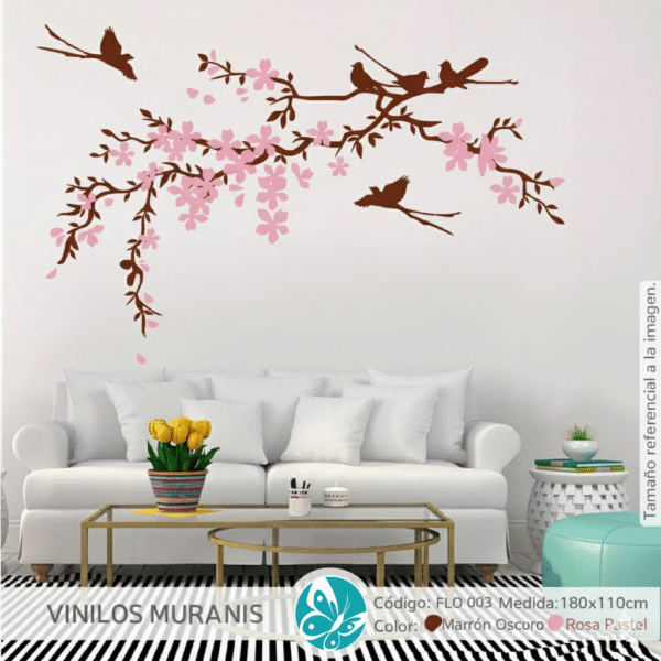 Vinilo decorativo Rama de Cerezos y Aves FLO 003