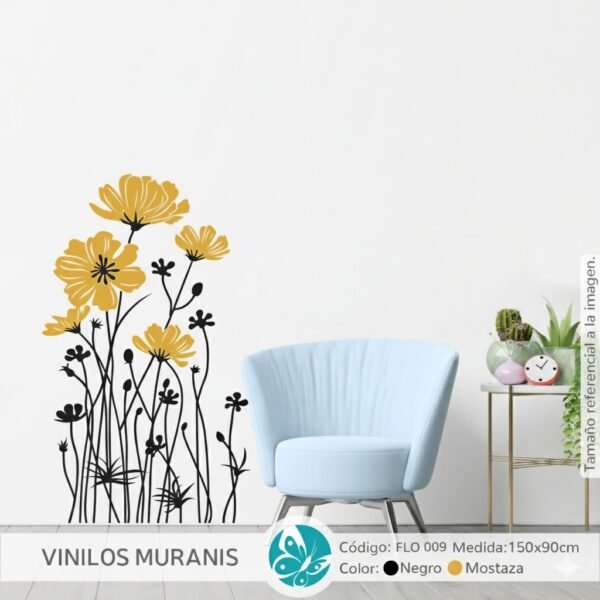Vinilo decorativo floral Jardin de amapolas FLO 009