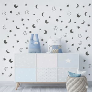 Set de Lunas y Estrellas en Vinilo Decorativo