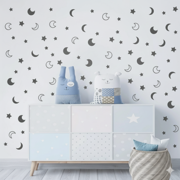 Set de Lunas y Estrellas en Vinilo Decorativo