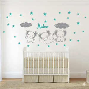 Vinilo decorativo elefantes bebes soñadores