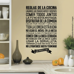 Vinilo Decorativo cocina Reglas de la cocina