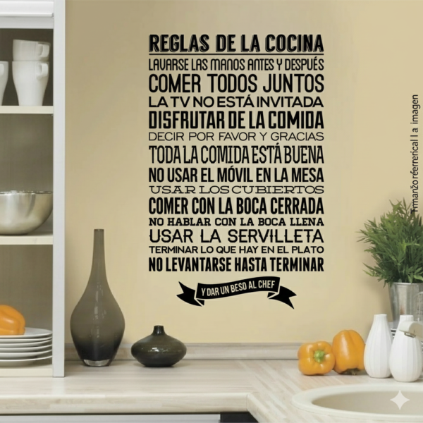 Vinilo Decorativo cocina Reglas de la cocina Vinilo Decorativo cocina Reglas de la cocina