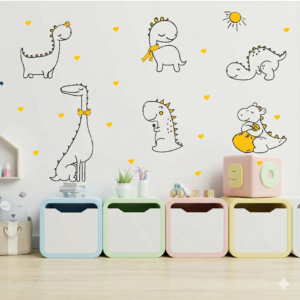 Vinilo Decorativo Dino Amigos con Corazones