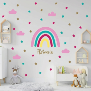 Vinilo de Pared Arcoíris con Estrellas