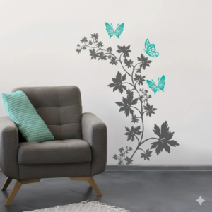 Vinilo decorativo Ramita Floral y Mariposas