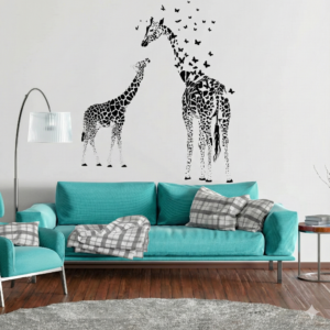 Vinilo decorativo Jirafas y mariposas