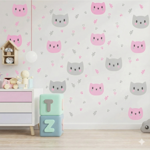 Vinilo Decorativo Caritas de Gatitos y Patitas