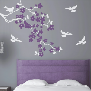 VINILO DECORATIVO FLORAL Y AVES FLO 028
