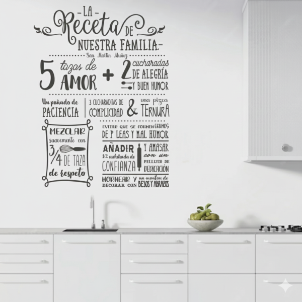 Vinilo decorativo LA RECETA DE NUESTRA FAMILIA Vinilo decorativo LA RECETA DE NUESTRA FAMILIA