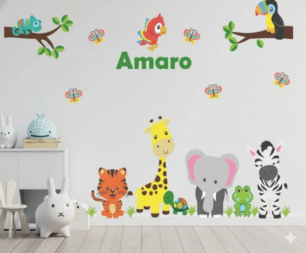 Vinilo Decorativo de Animales de la Selva en Colores