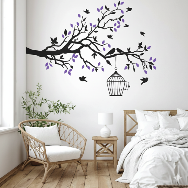 Gemini_Generated_Image_b3pmtgb3pmtgb3pm VINILO DECORATIVO FLORAL RAMA LIBERTAD & AVES FLO 017