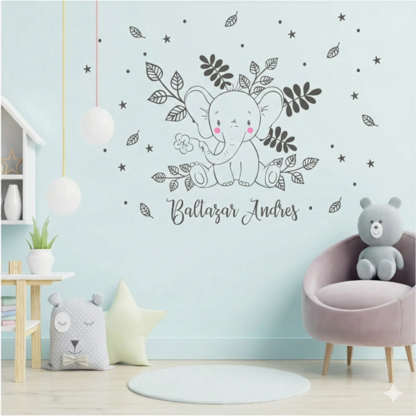 Vinilo Decorativo de Bebe con Elefante Tierno
