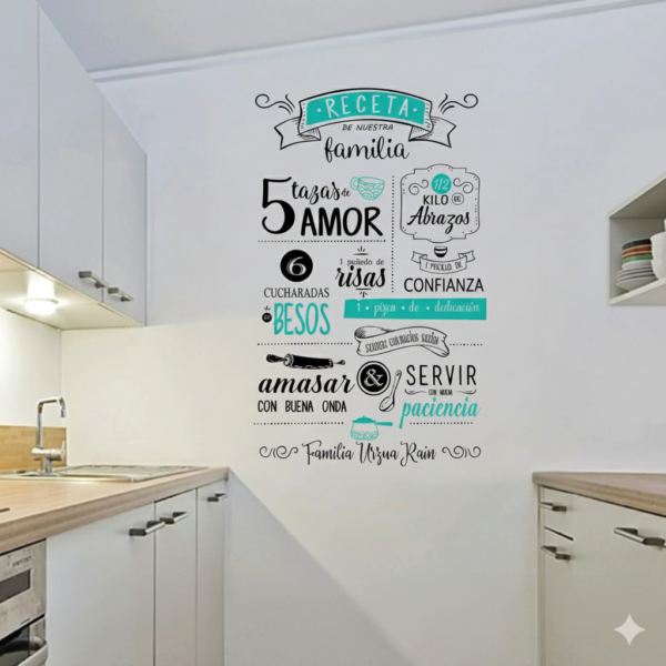 Vinilo Decorativo cocina "RECETA DE NUESTRA FAMILIA
