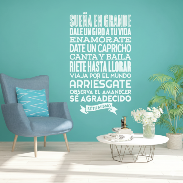 Vinilo decorativo frase sueña en grande Vinilo decorativo frase sueña en grande