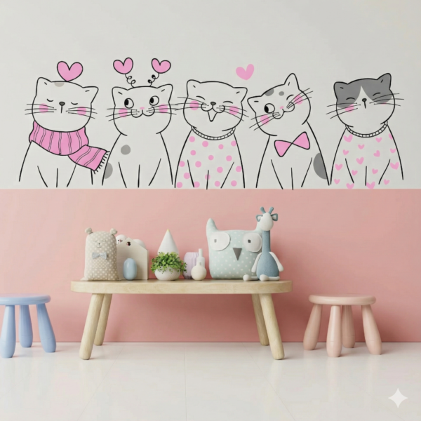 Vinilo decorativo PANDILLA DE GATITOS