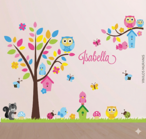 Vinilo Decorativo de Bosque Encantado en Colores