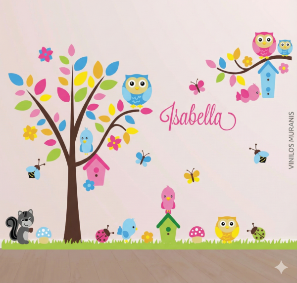 Vinilo Decorativo de Bosque Encantado en Colores