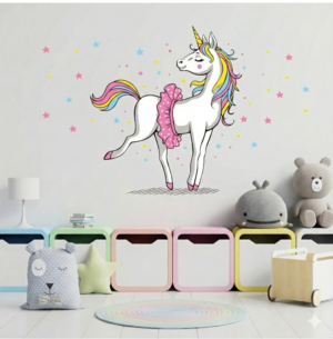 Vinilo Decorativo para Niña Unicornio Arcoíris