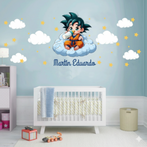 Vinilo Decorativo de Goku Bebé con Nombre Personalizado