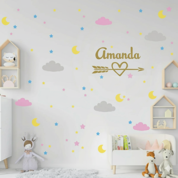 Vinilo Decorativo para niños con Flechas y Estrellas Nombre Personalizado Vinilo Decorativo para niños con Flechas y Estrellas Nombre Personalizado