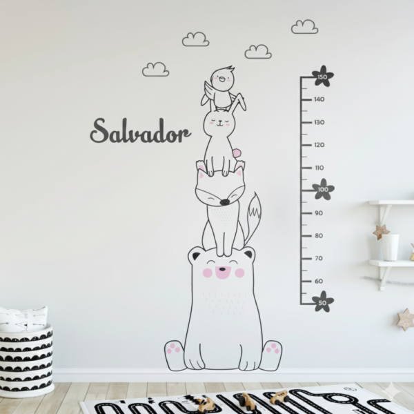 Vinilo Decorativo Medidor de Estatura Animalitos