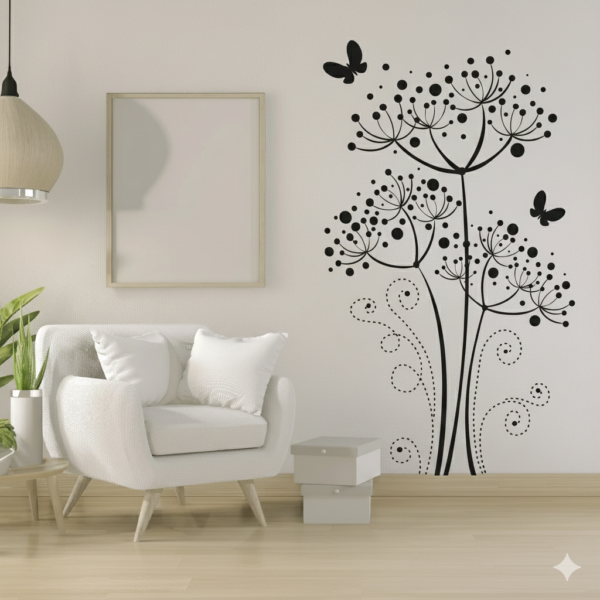 Vinilo decorativo Diente de leon y mariposas