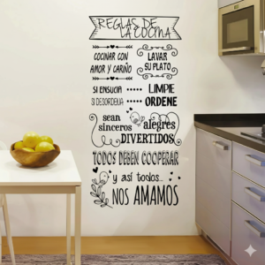 VINILO DECORATIVO COCINA REGLAS DE LA COCINA FELIZ COC 013