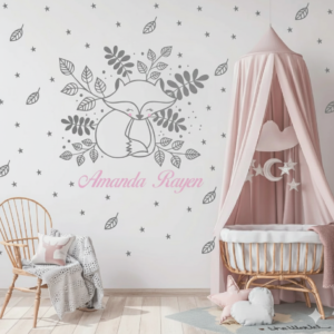 Vinilo Decorativo de Bebe con Zorrito del Bosque
