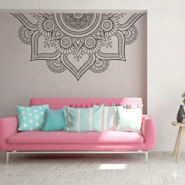 VINILO DECORATIVO MANDALA MITAD  MAN 001M