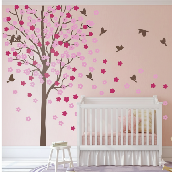 Vinilo Decorativo Árbol de Cerezo y Aves