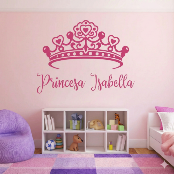 Vinilo Corona de Princesa Personalizada para Habitación Niña  PRIN 009