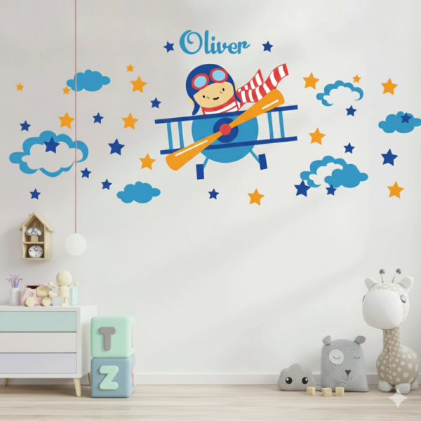 Vinilo Decorativo Pequeño Aviador para Cuarto Infantil
