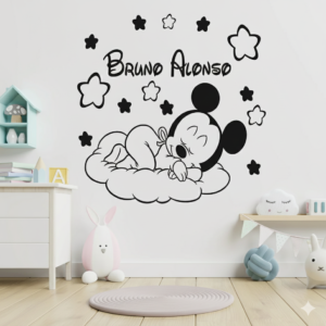 Vinilo decorativo Mickey bebe durmiendo en nube