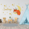 Vinilo Decorativo de Zorrito en la Luna Nombre Personalizado