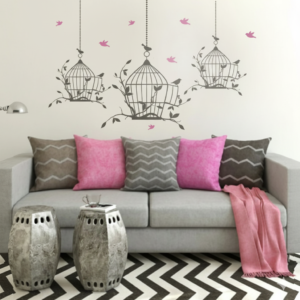 Vinilo decorativo Jaulas vintage y aves