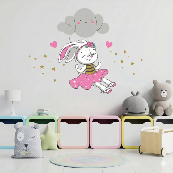 Vinilo Decorativo Conejita en nube