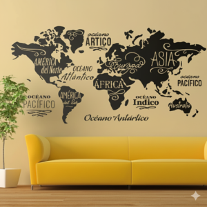 Vinilo Decorativo Mapamundi tipografico URB 005