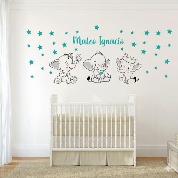 Vinilo decorativo de bebe trio de elefantitos Vinilo decorativo de bebe trio de elefantitos