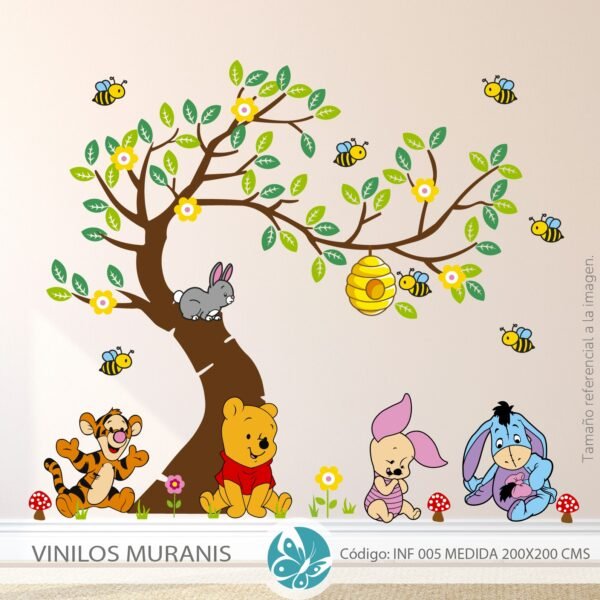 Vinilo Decorativo de Bosque Animado y Amigos Winnie  INF 006