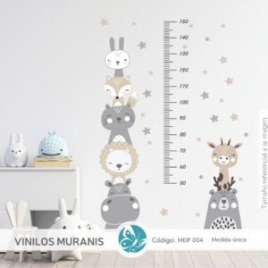 Vinilo Decorativo Medidor de Estatura Animales Nórdicos  MEIF 004