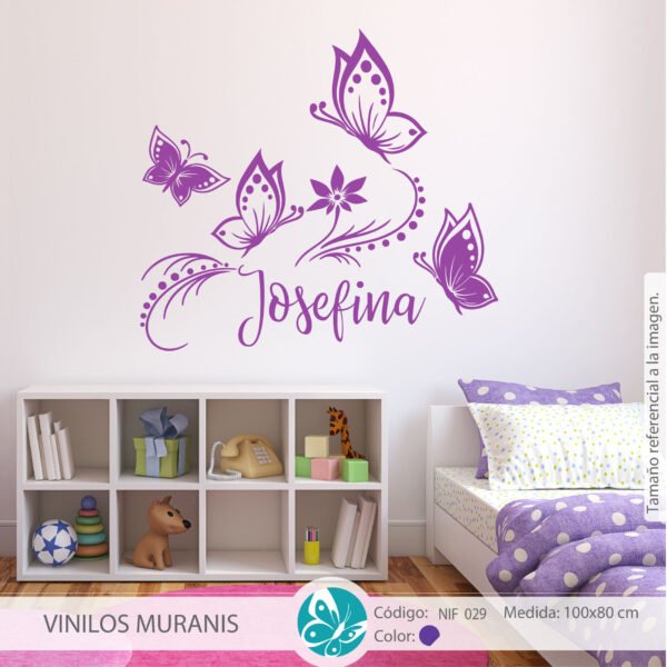 Vinilo decorativo niña Jardin de mariposas Vinilo decorativo niña Jardin de mariposas