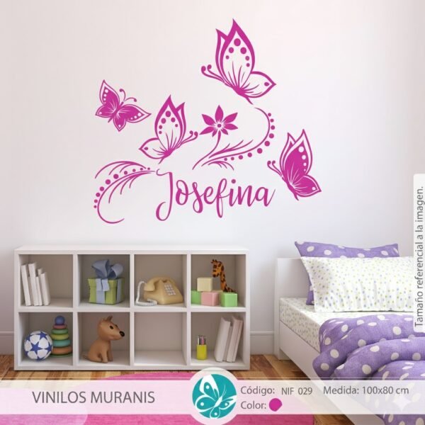 NIF 029 F Vinilo decorativo niña Jardin de mariposas NIF 029