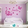 Vinilo decorativo niña flores y mariposas nombre NIF 031