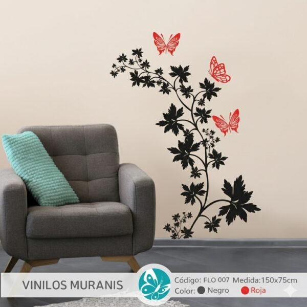 flo 00 Vinilo decorativo Ramita Floral y Mariposas FLO 007