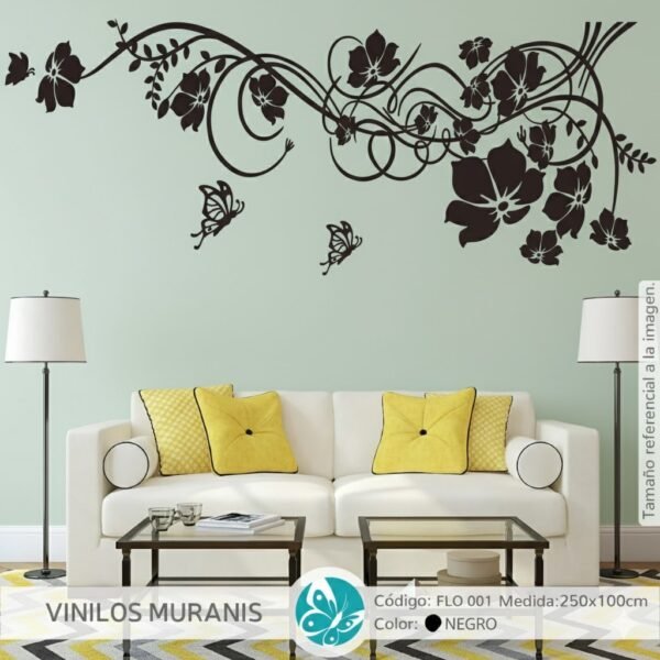 flo 001 negro Vinilo decorativo Enredadera Floral FlO 001