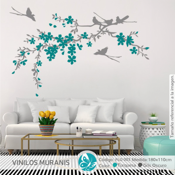 Vinilo decorativo Rama de Cerezos y Aves