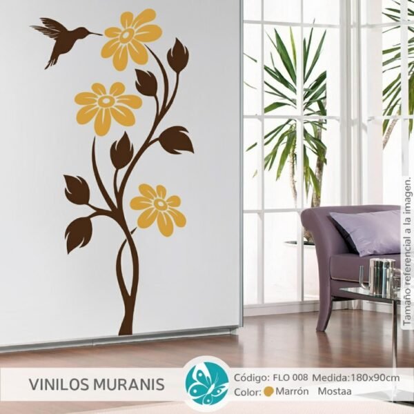 Vinilo decorativo Flor Vibrante Colibri FLO 008