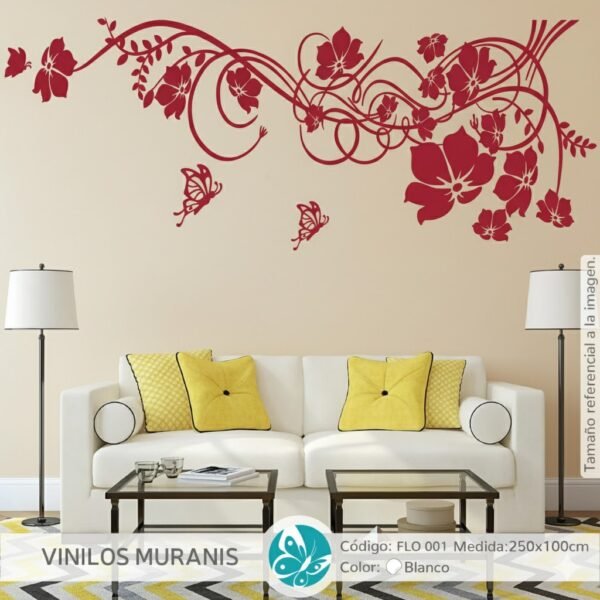 flo001 rojo Vinilo decorativo Enredadera Floral FlO 001